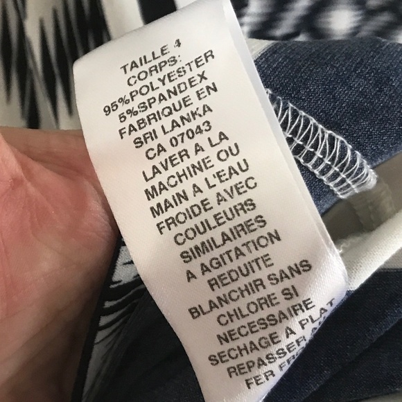 London Times Mini Dress navy Ivory Coastal Native V neck Sz 4 - Picture 7 of 7